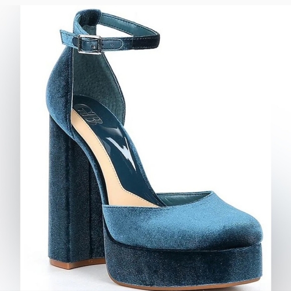 GB Runway Suede Ankle Strap Platform Pumps